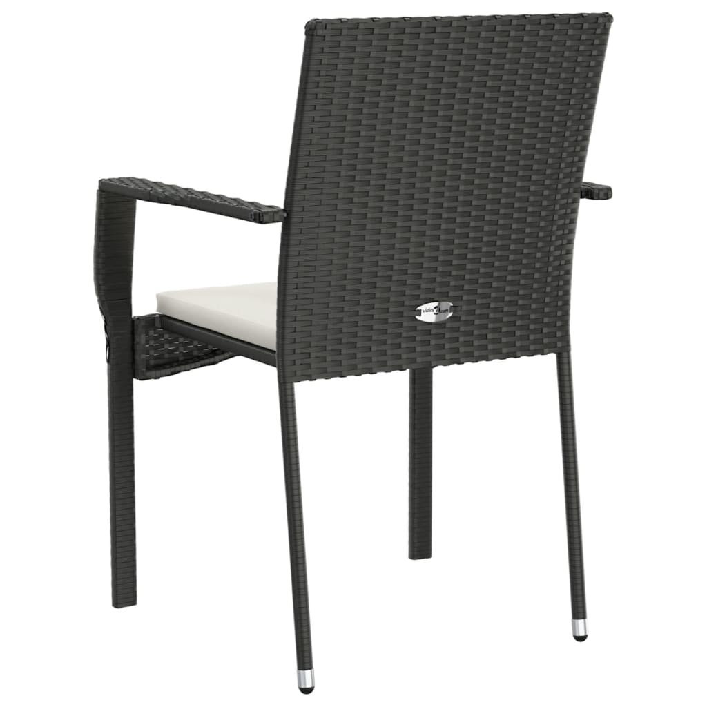 havestole med hynder 4 stk. polyrattan sort
