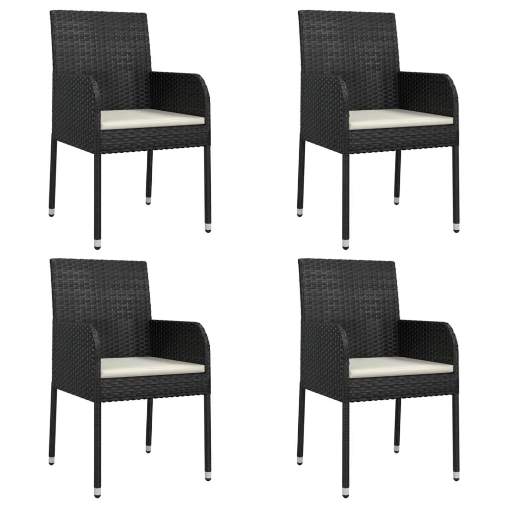 havestole med hynder 4 stk. polyrattan sort