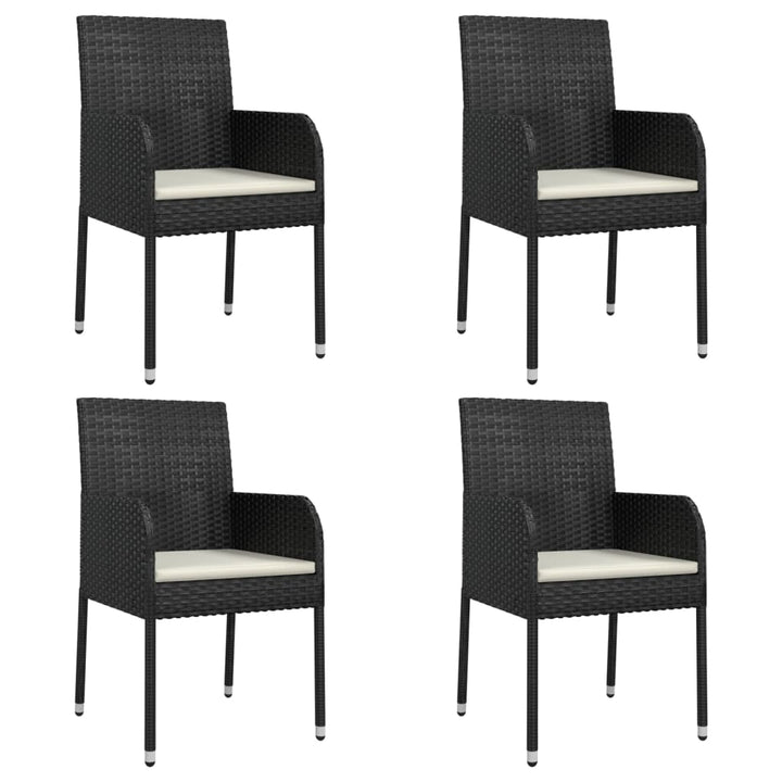 havestole med hynder 4 stk. polyrattan sort