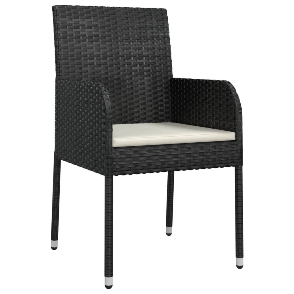 havestole med hynder 4 stk. polyrattan sort