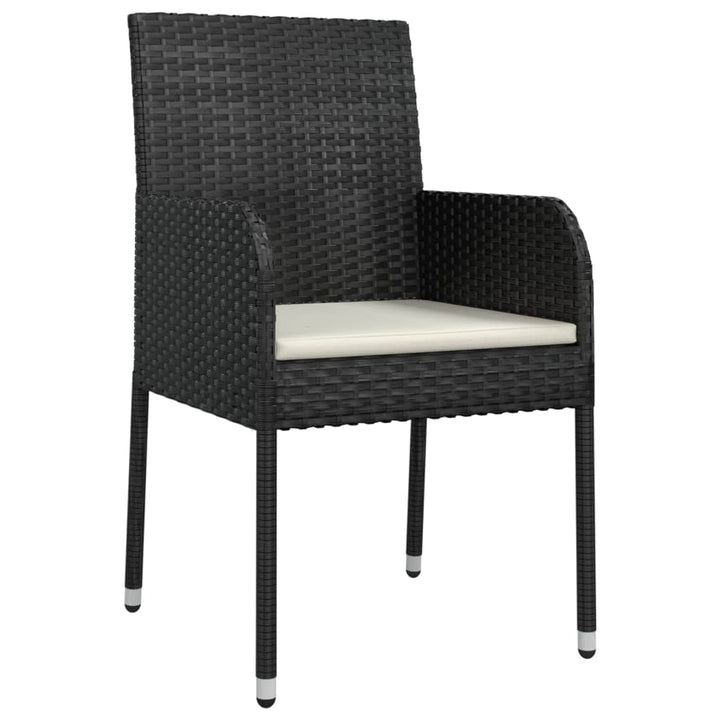 havestole med hynder 4 stk. polyrattan sort