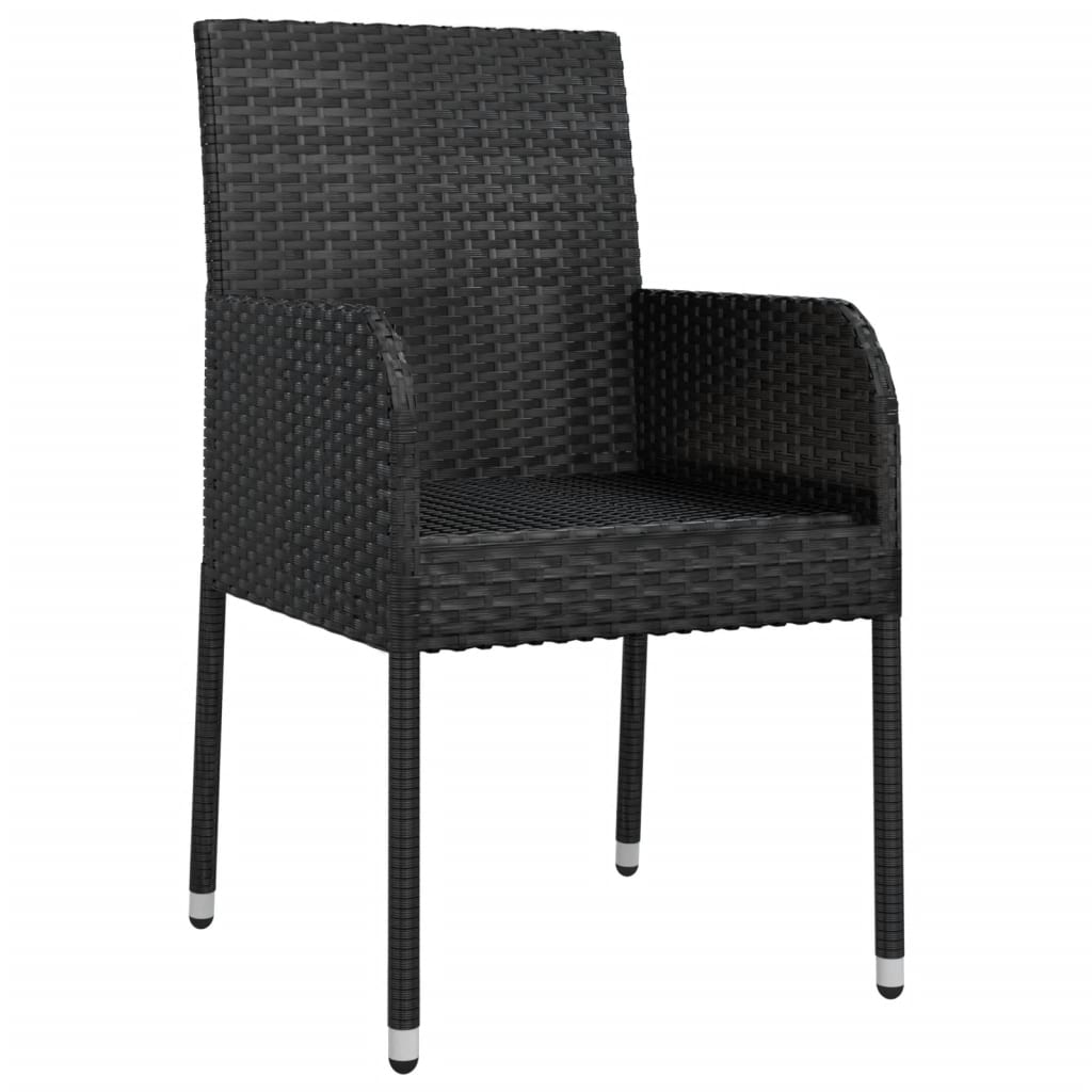 havestole med hynder 4 stk. polyrattan sort