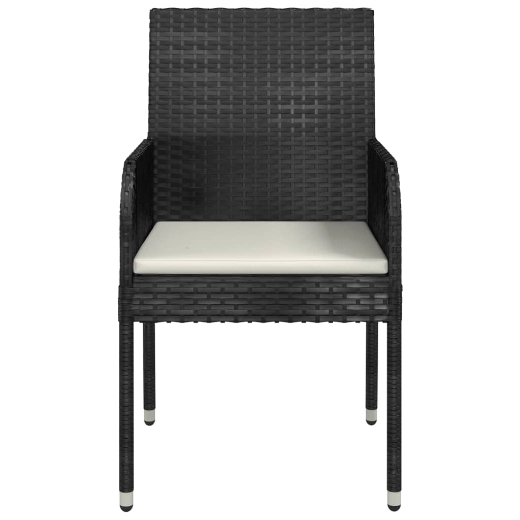 havestole med hynder 4 stk. polyrattan sort