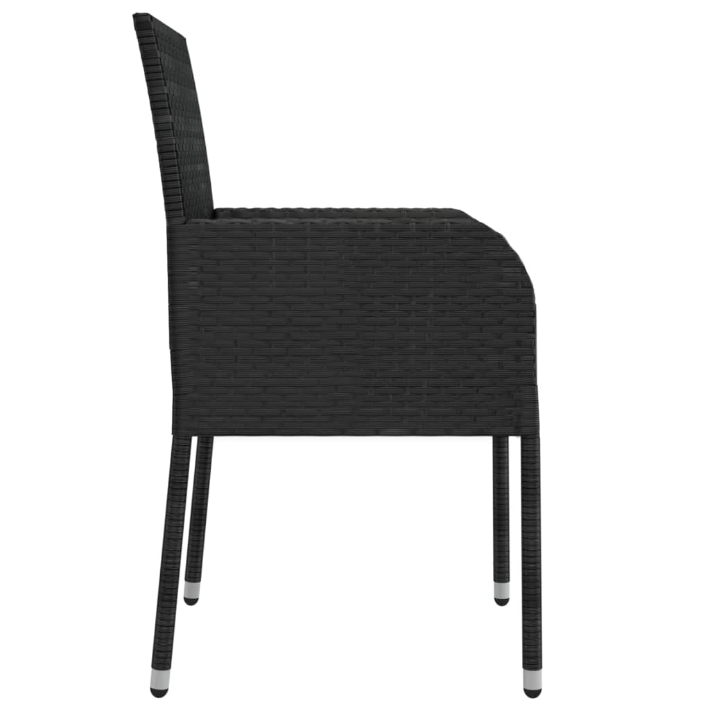 havestole med hynder 4 stk. polyrattan sort