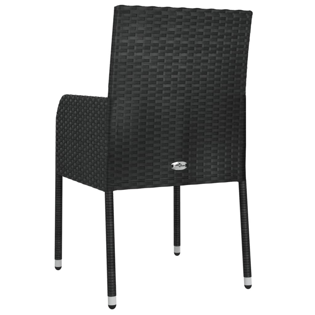 havestole med hynder 4 stk. polyrattan sort