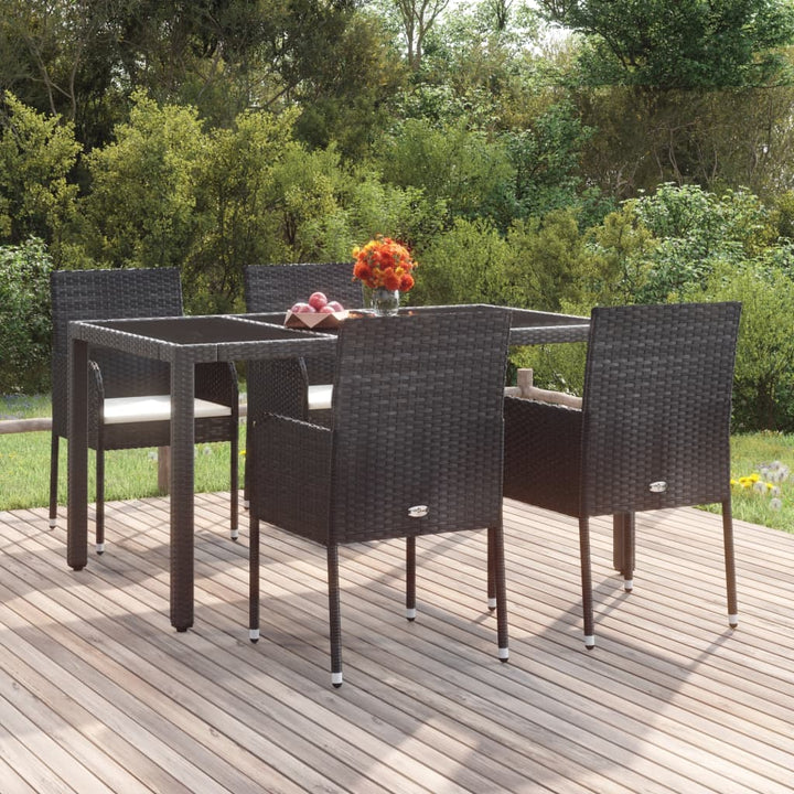 havestole med hynder 4 stk. polyrattan sort