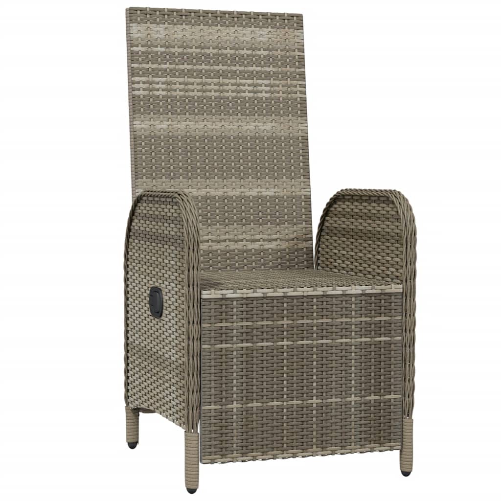 havestole med lænefunktion og hynder 2 stk. polyrattan grå