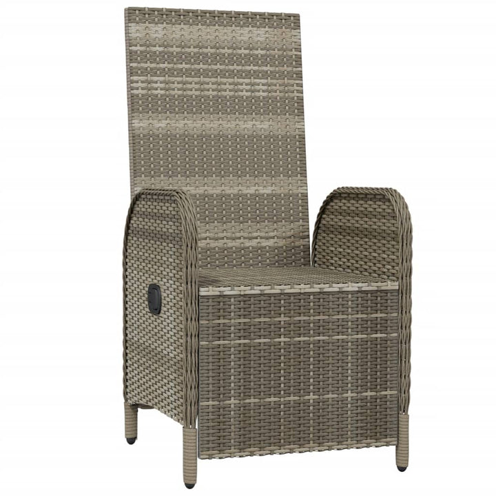 havestole med lænefunktion og hynder 2 stk. polyrattan grå