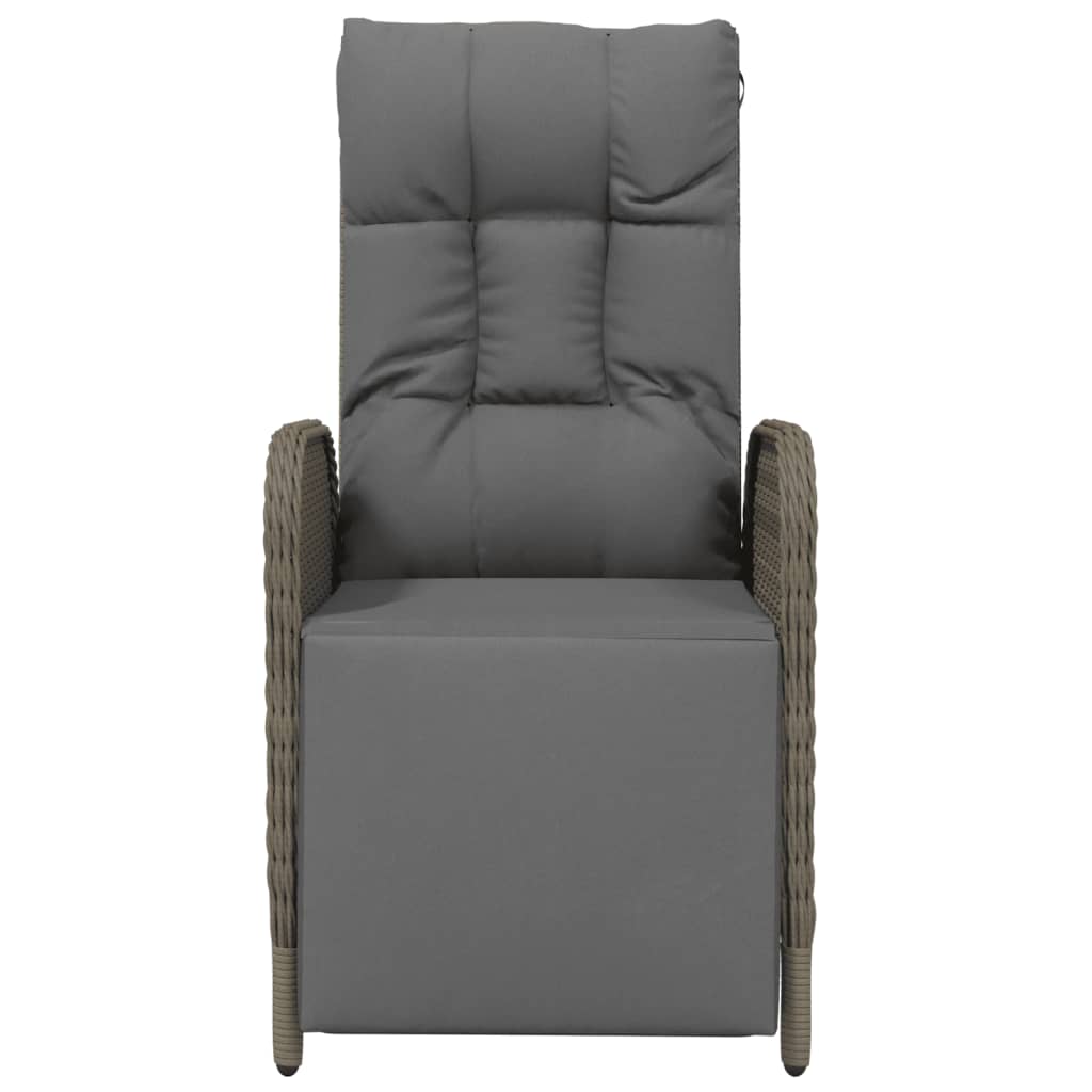 havestole med lænefunktion og hynder 2 stk. polyrattan grå