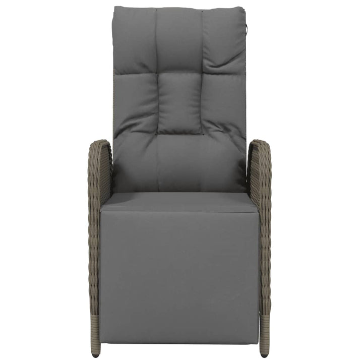 havestole med lænefunktion og hynder 2 stk. polyrattan grå