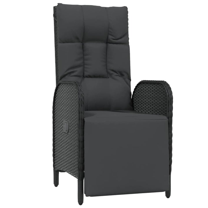 havestole med lænefunktion og hynder 2 stk. polyrattan sort