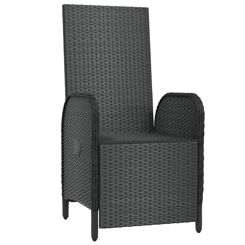 havestole med lænefunktion og hynder 2 stk. polyrattan sort