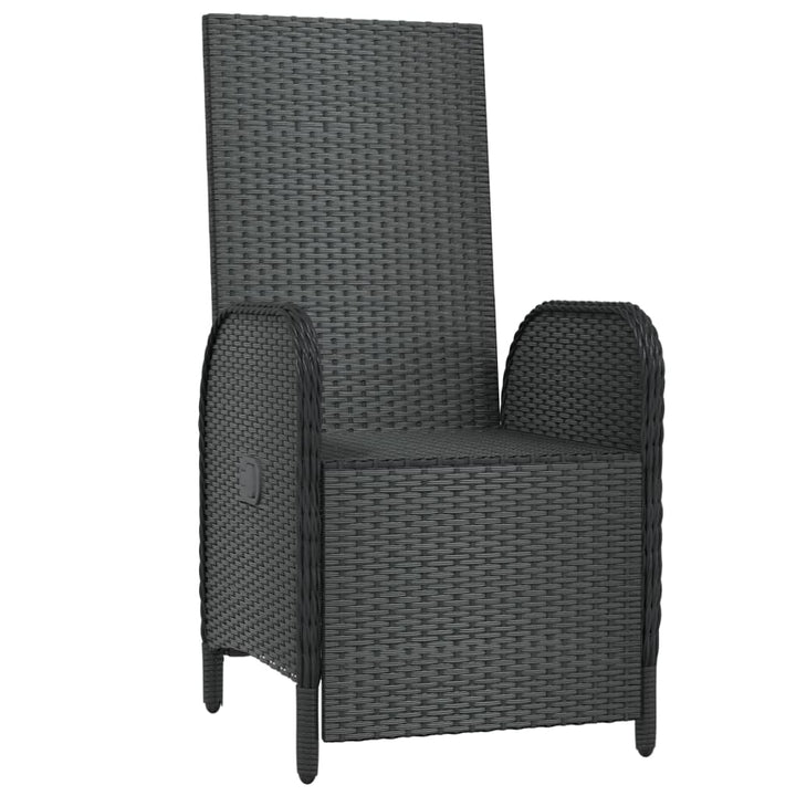 havestole med lænefunktion og hynder 2 stk. polyrattan sort