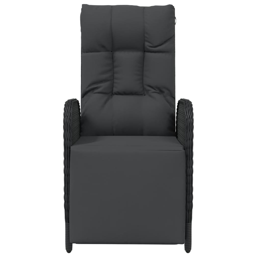 havestole med lænefunktion og hynder 2 stk. polyrattan sort