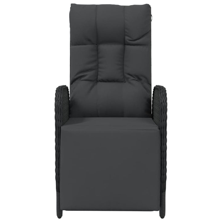 havestole med lænefunktion og hynder 2 stk. polyrattan sort