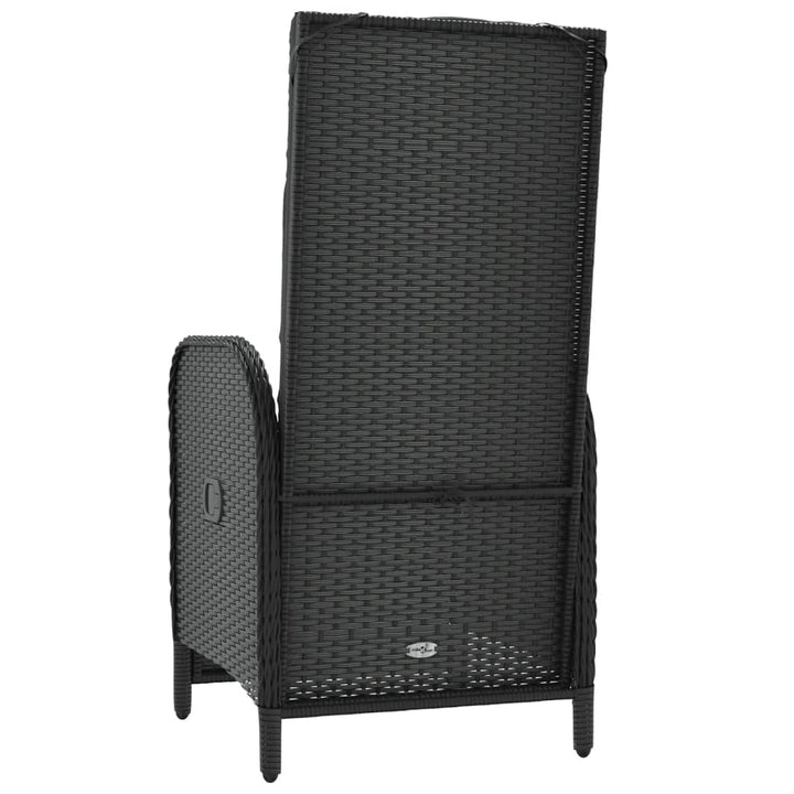 havestole med lænefunktion og hynder 2 stk. polyrattan sort