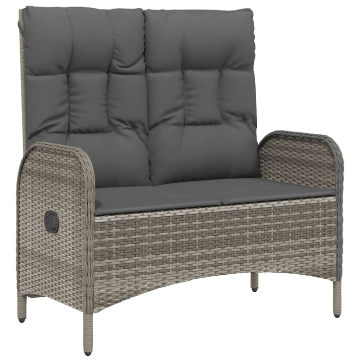 havebænk med lænefunktion og hynder 107 cm polyrattan grå