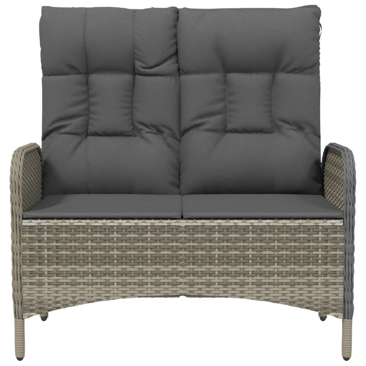 havebænk med lænefunktion og hynder 107 cm polyrattan grå