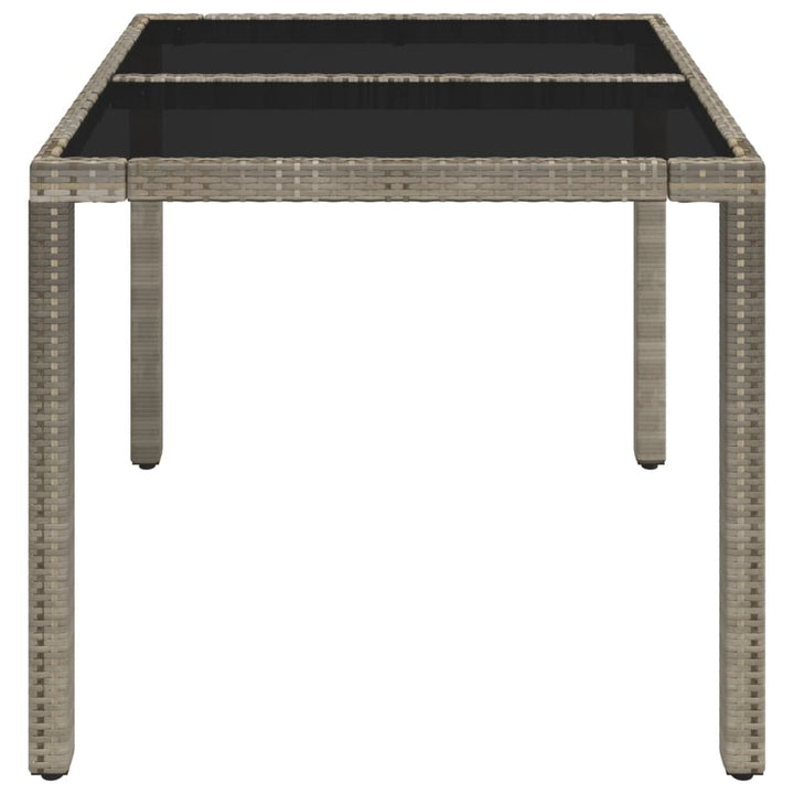 havebord med glastop 90x90x75 cm polyrattan grå