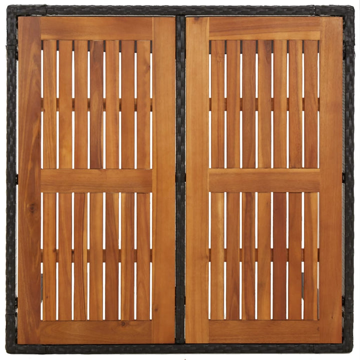 havebord med træplade 90x90x75 cm polyrattan sort