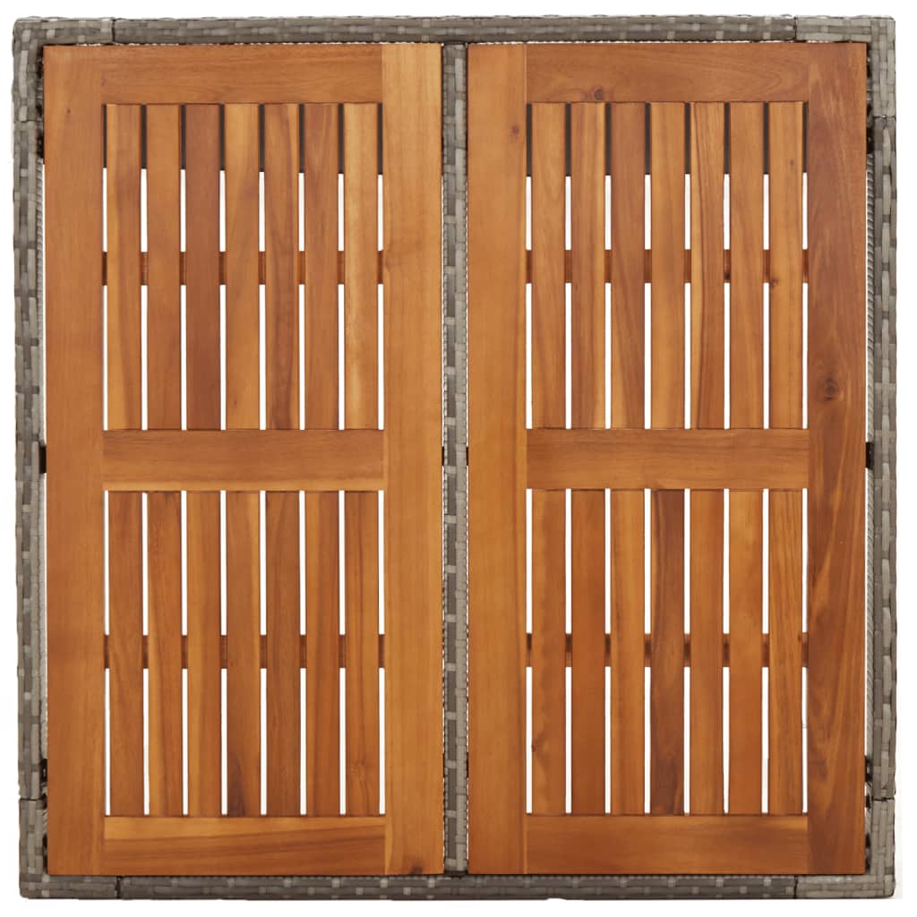 havebord med træplade 90x90x75 cm polyrattan grå
