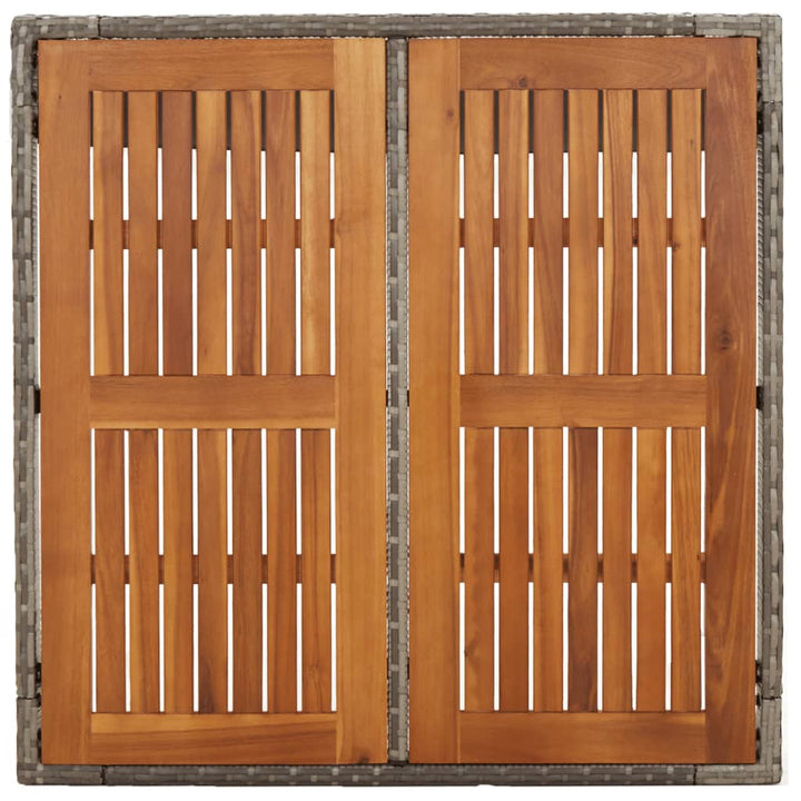 havebord med træplade 90x90x75 cm polyrattan grå