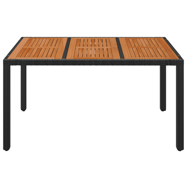 havebord med træplade 150x90x75 cm polyrattan