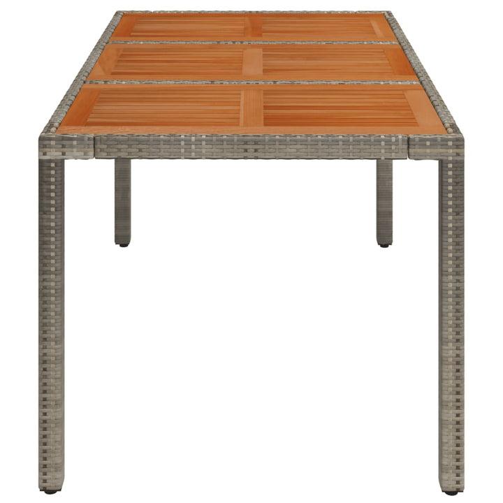 havebord med træplade 150x90x75 cm polyrattan grå