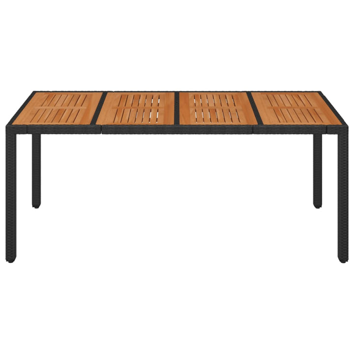 havebord med træplade 190x90x75 cm polyrattan sort