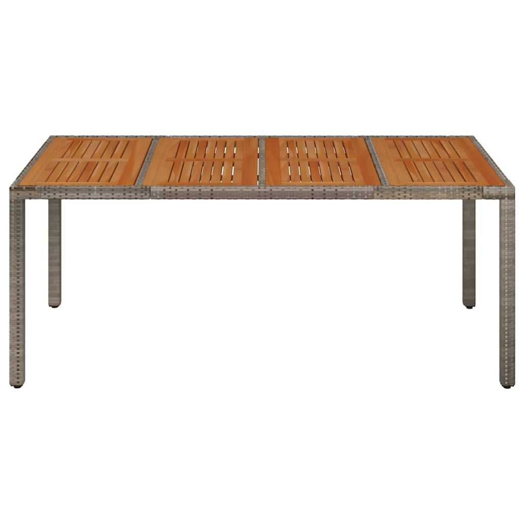 havebord med træplade 190x90x75 cm polyrattan grå