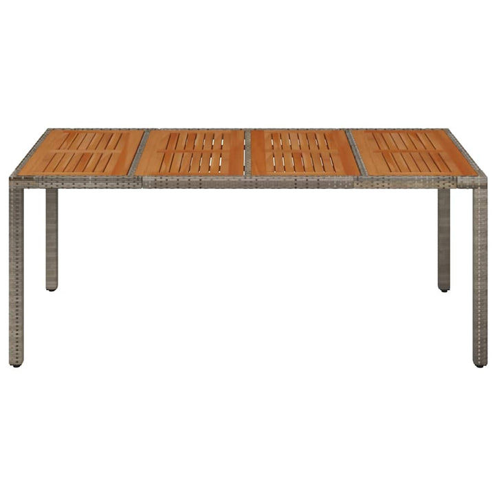 havebord med træplade 190x90x75 cm polyrattan grå