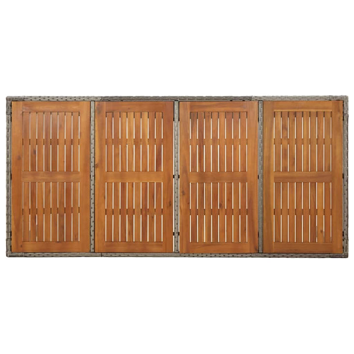 havebord med træplade 190x90x75 cm polyrattan grå