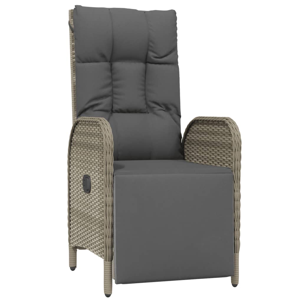 havestole med lænefunktion 2 stk. med bord polyrattan grå
