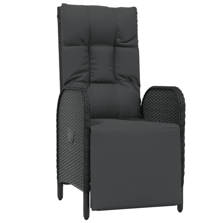 havestole med lænefunktion 2 stk. med bord polyrattan sort