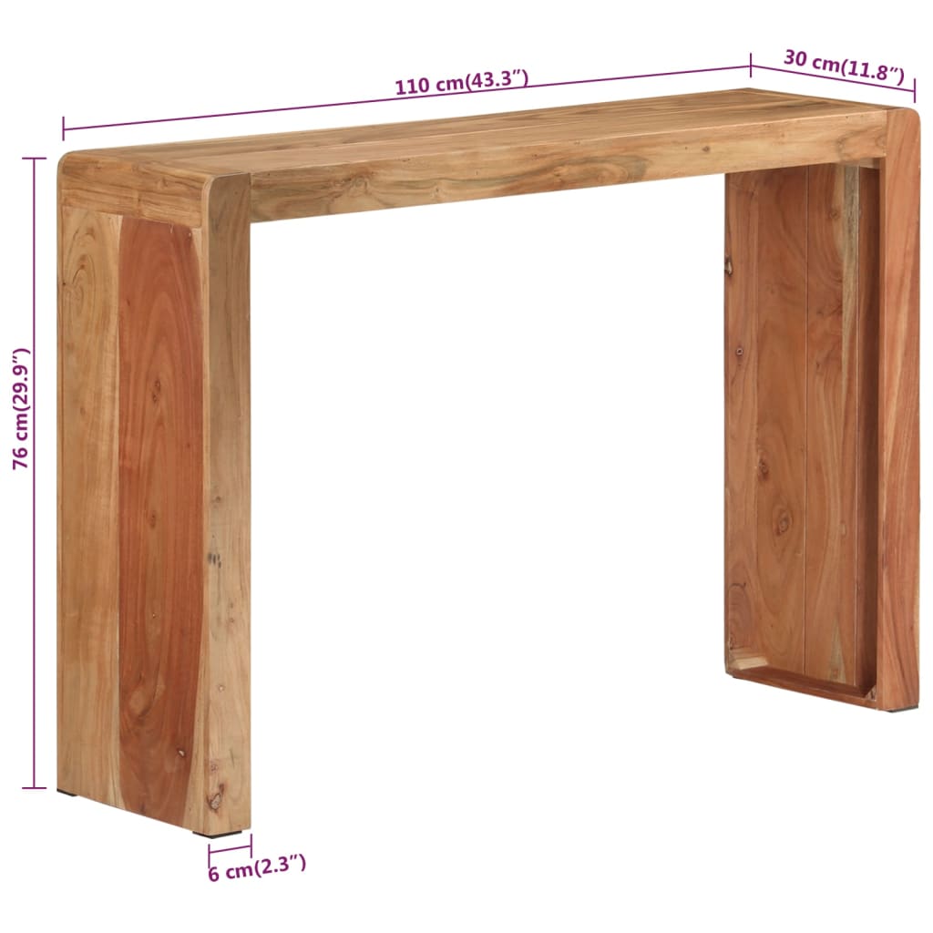 konsolbord 110x30x76 cm massivt akacietræ