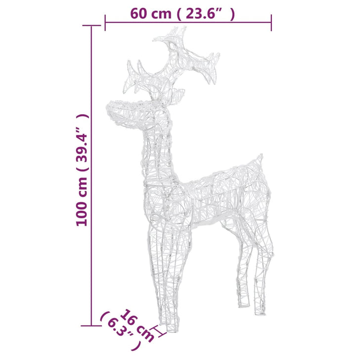 julerensdyr 2 stk. 60x16x100 cm akryl