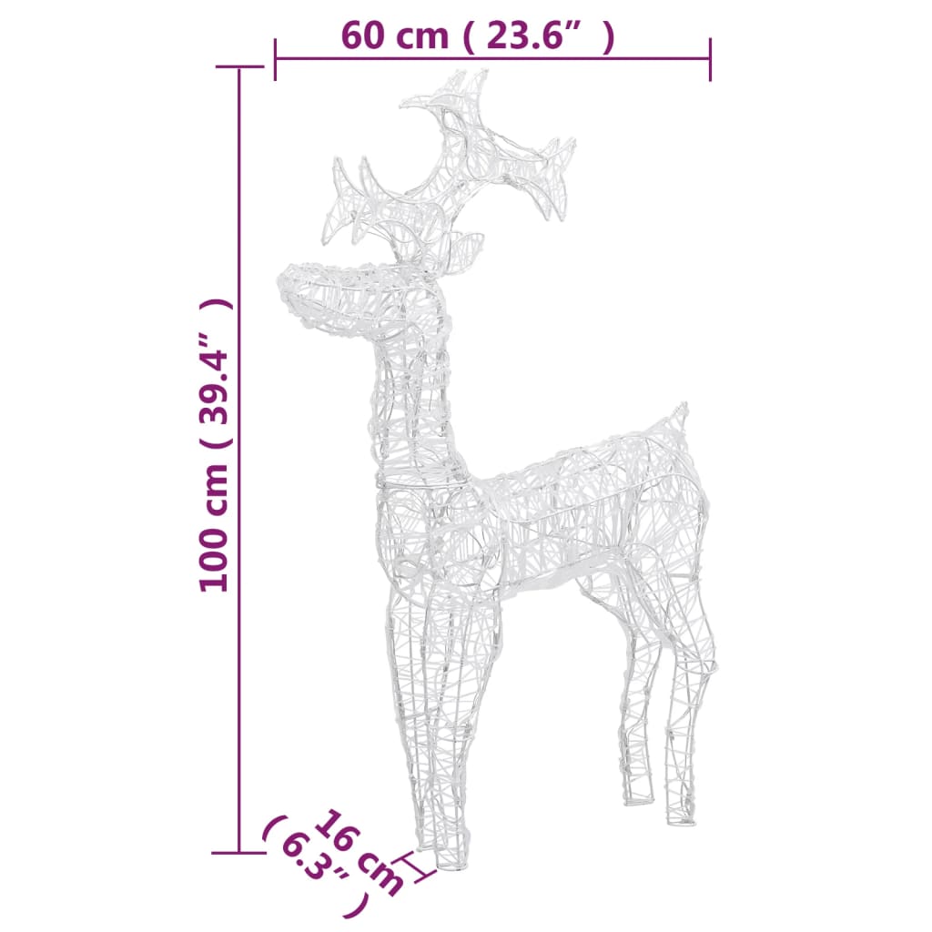 julerensdyr 3 stk. 60x16x100 cm akryl