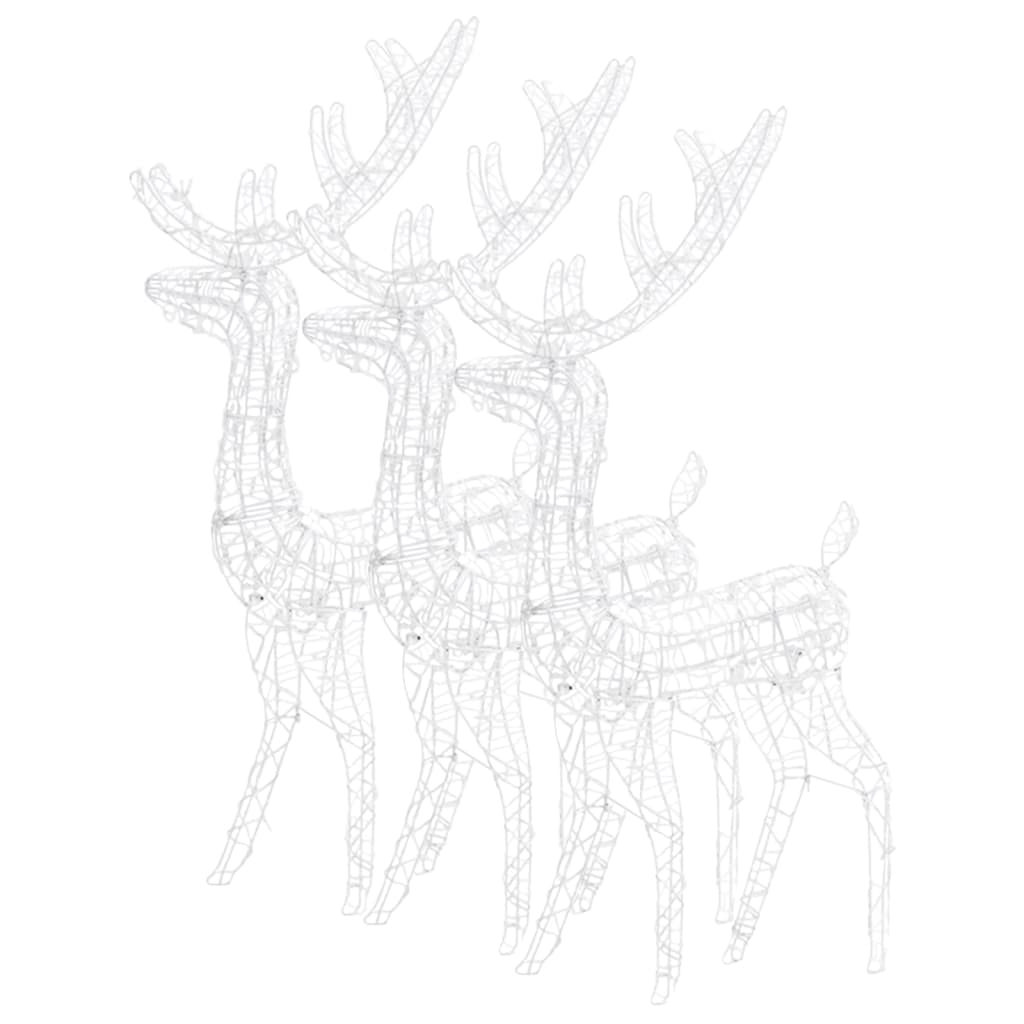 julerensdyr 3 stk. 120 cm akryl varmt hvidt lys