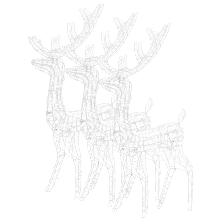 julerensdyr 3 stk. 120 cm akryl varmt hvidt lys