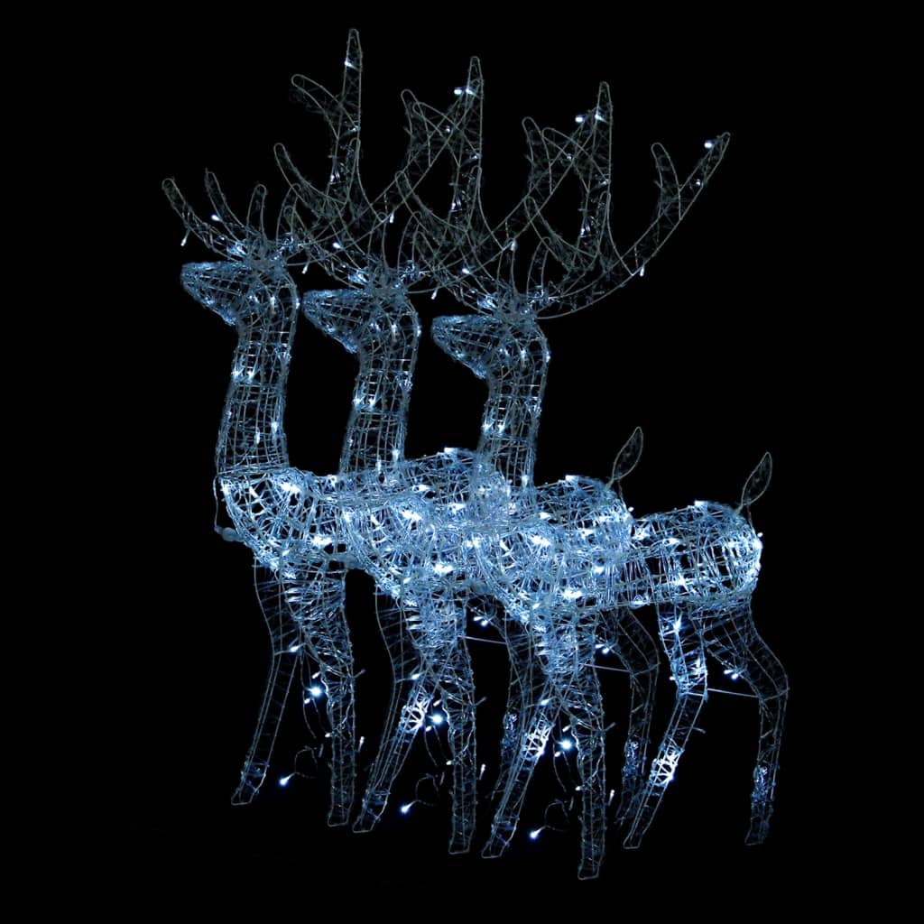 julerensdyr 3 stk. 120 cm akryl kold hvidt lys