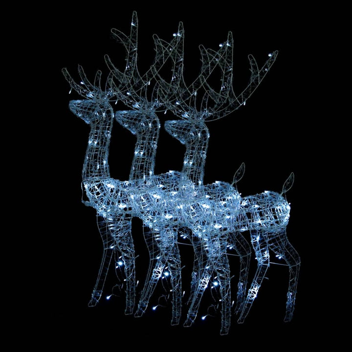 julerensdyr 3 stk. 120 cm akryl kold hvidt lys