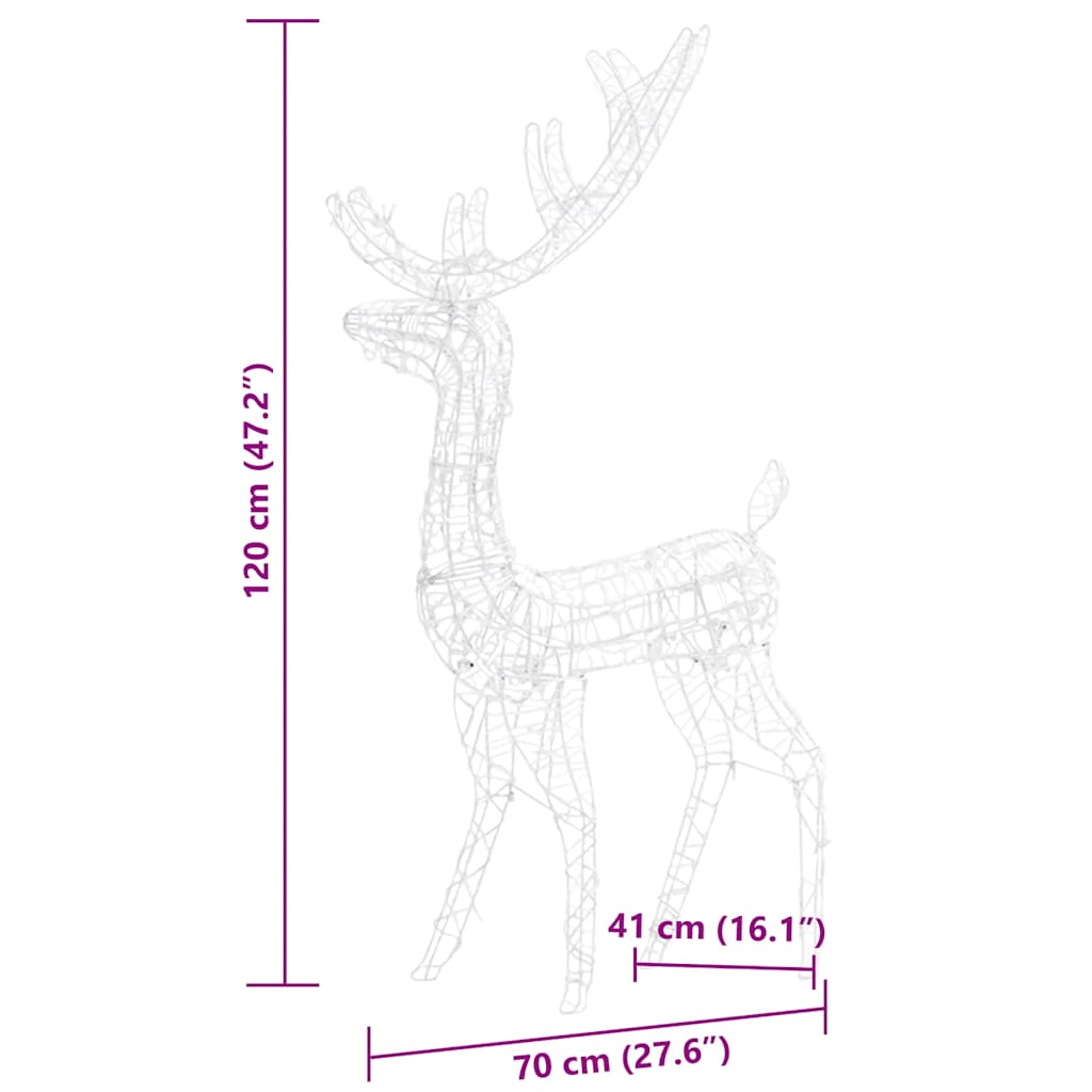 julerensdyr 3 stk. 120 cm akryl flerfarvet