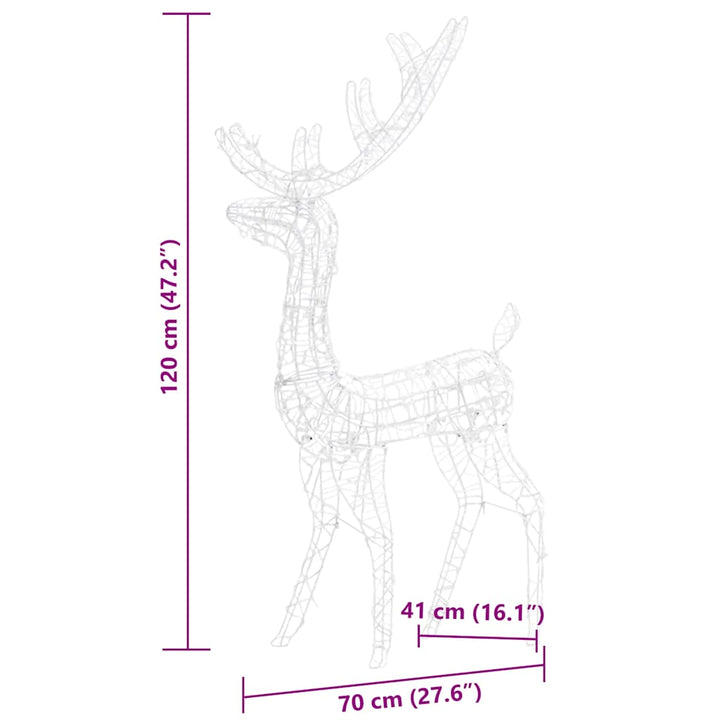 julerensdyr 3 stk. 120 cm akryl flerfarvet