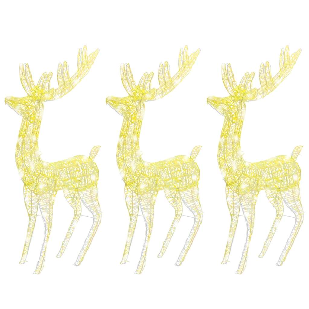 julerensdyr 3 stk. 180 cm 250 LED'er akryl varmt hvidt lys