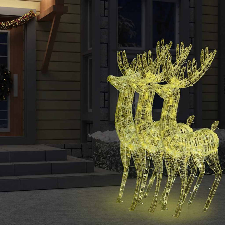 julerensdyr 3 stk. 180 cm 250 LED'er akryl varmt hvidt lys