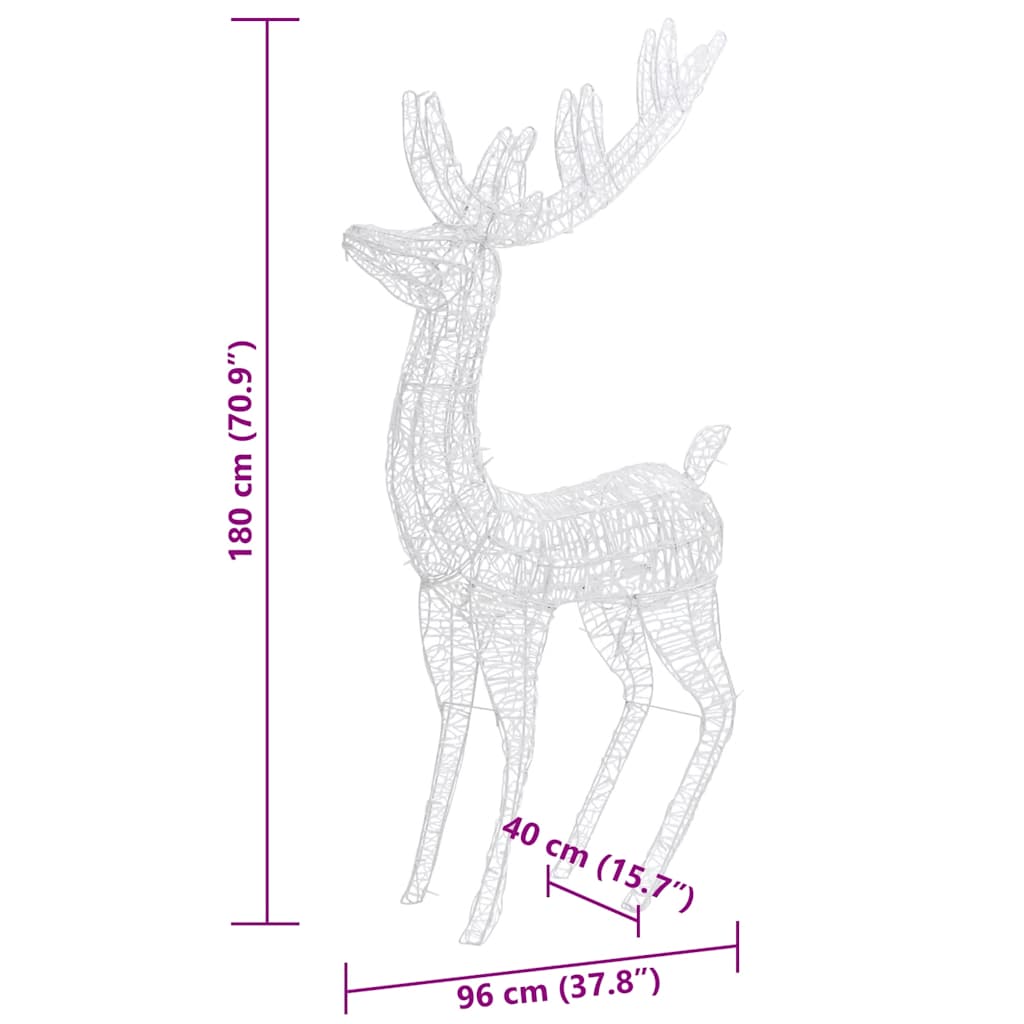 julerensdyr 3 stk. 180 cm 250 LED'er akryl varmt hvidt lys