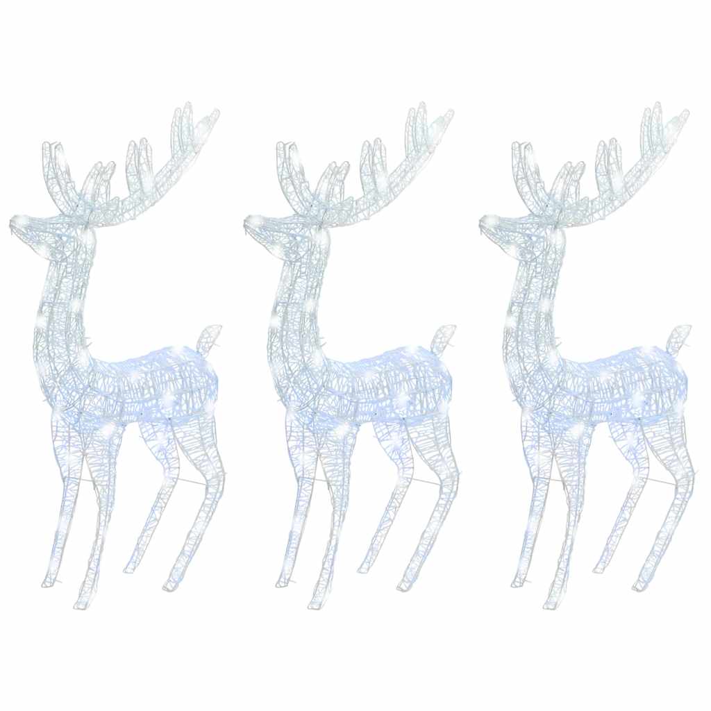 julerensdyr 3 stk. 180 cm 250 LED'er akryl koldt hvidt lys