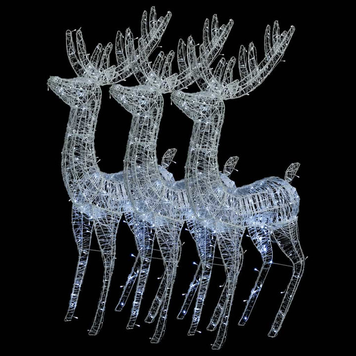 julerensdyr 3 stk. 180 cm 250 LED'er akryl koldt hvidt lys