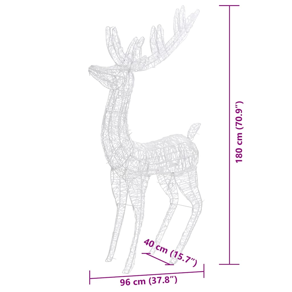 julerensdyr 3 stk. 180 cm 250 LED'er akryl koldt hvidt lys