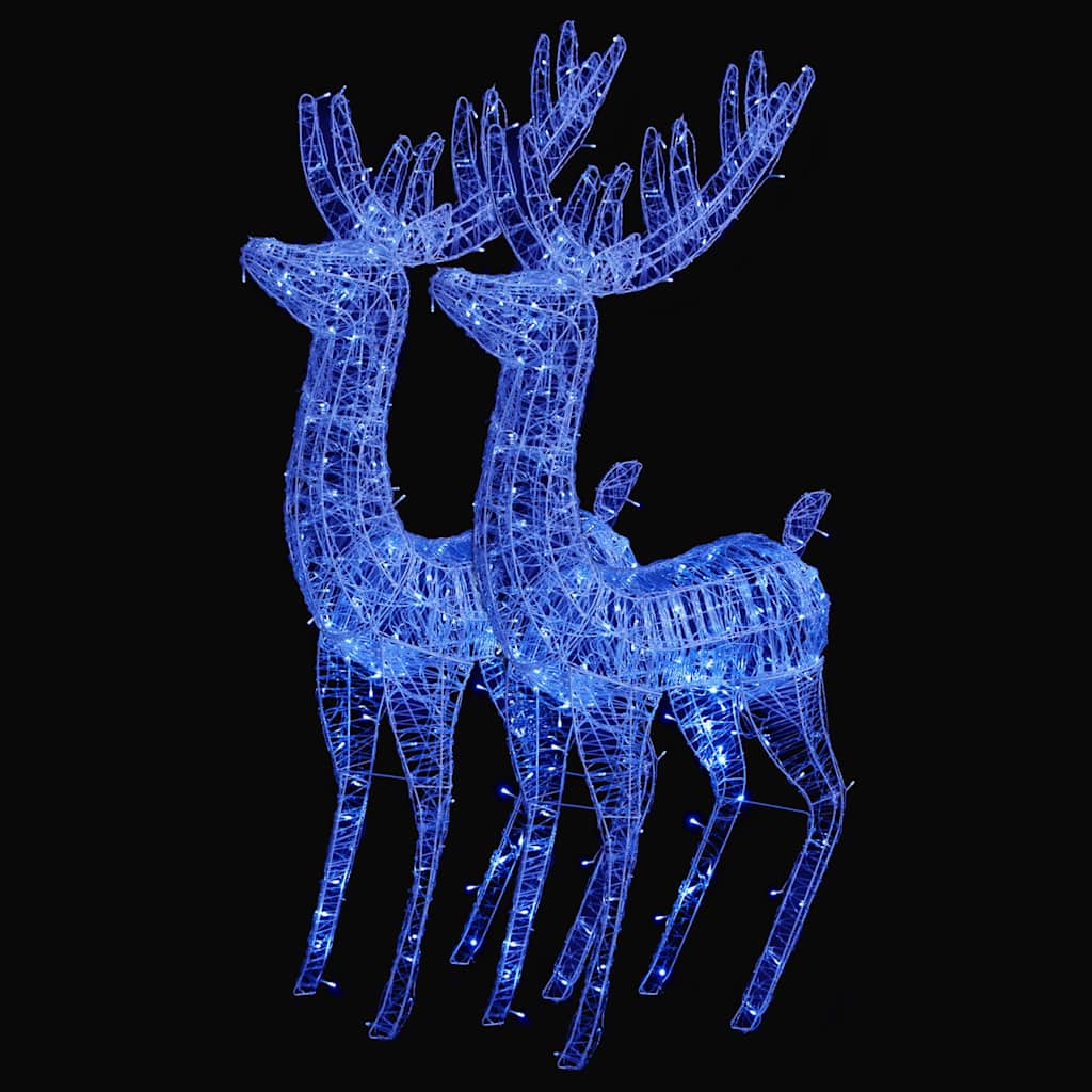 julerensdyr 2 stk. 180 cm 250 LED'er akryl blåt lys